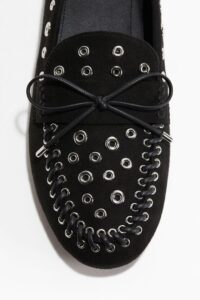 grommet embellished loafers